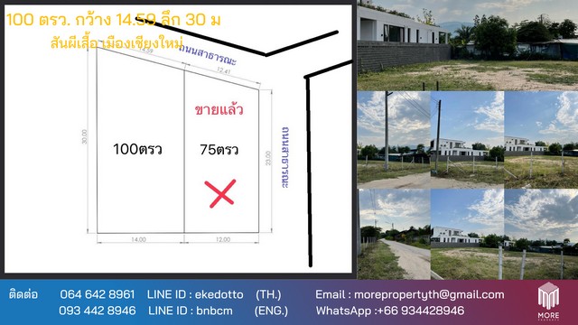  ที่ดิน  100 ตารางวา สันผีเสื้อ สันป่าข่อยใต้ 