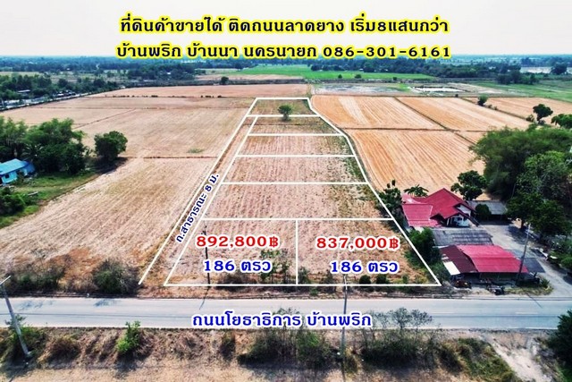 ที่ดินติดถนนลาดยาง ใกล้ชุมชน 186ตรว. 8แสนนิดๆ เท่านั้น บ้านนา นคร