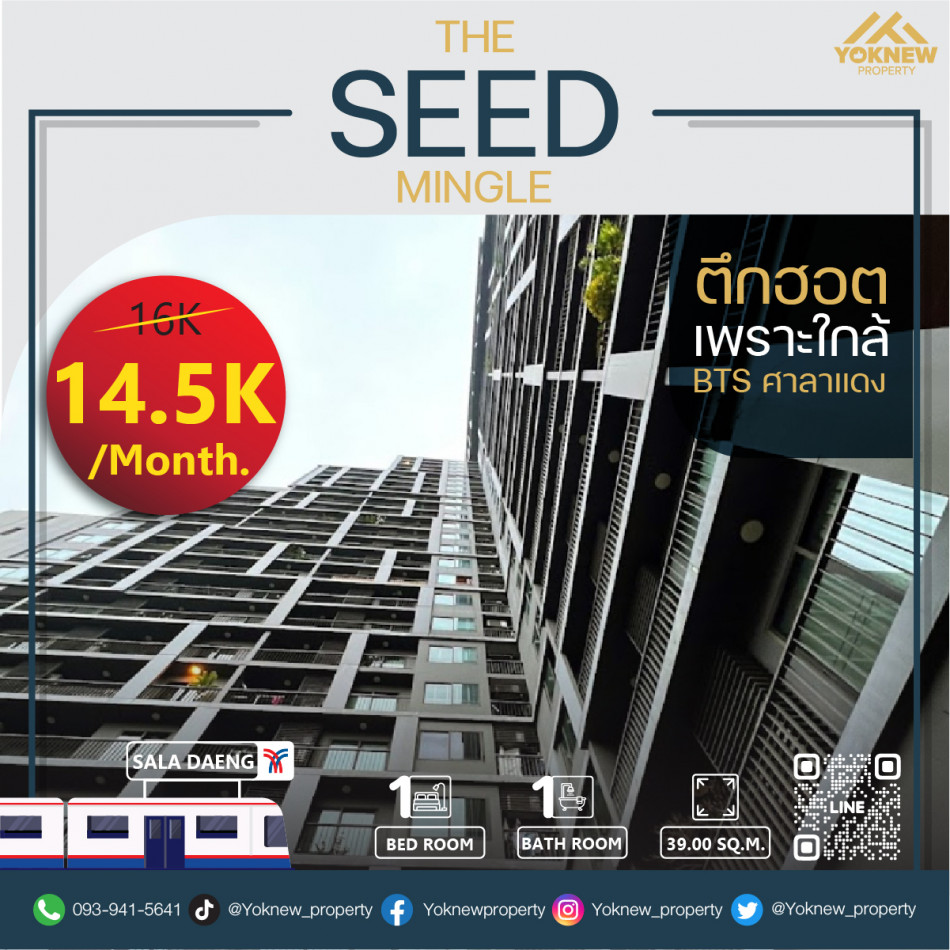 เช่าคอนโดมิเนียม ว่างให้เช่า The seed mingle ห้องพร้อมเข้าอยู่  วิวสระว่ายน้ำ