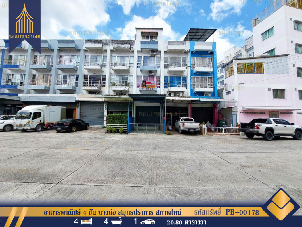 SaleOffice 4-story commercial building for sale, Bang Bo, Samut Prakan, new condition, ready to move in, 83.2 sq m., 20.80 sq m.