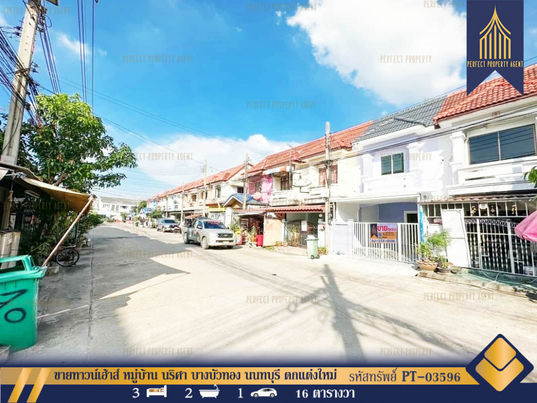 SaleHouse Townhouse for sale, Narisa Village, Bang Bua Thong, Nonthaburi, newly decorated throughout, 64 sq m., 16 sq m.