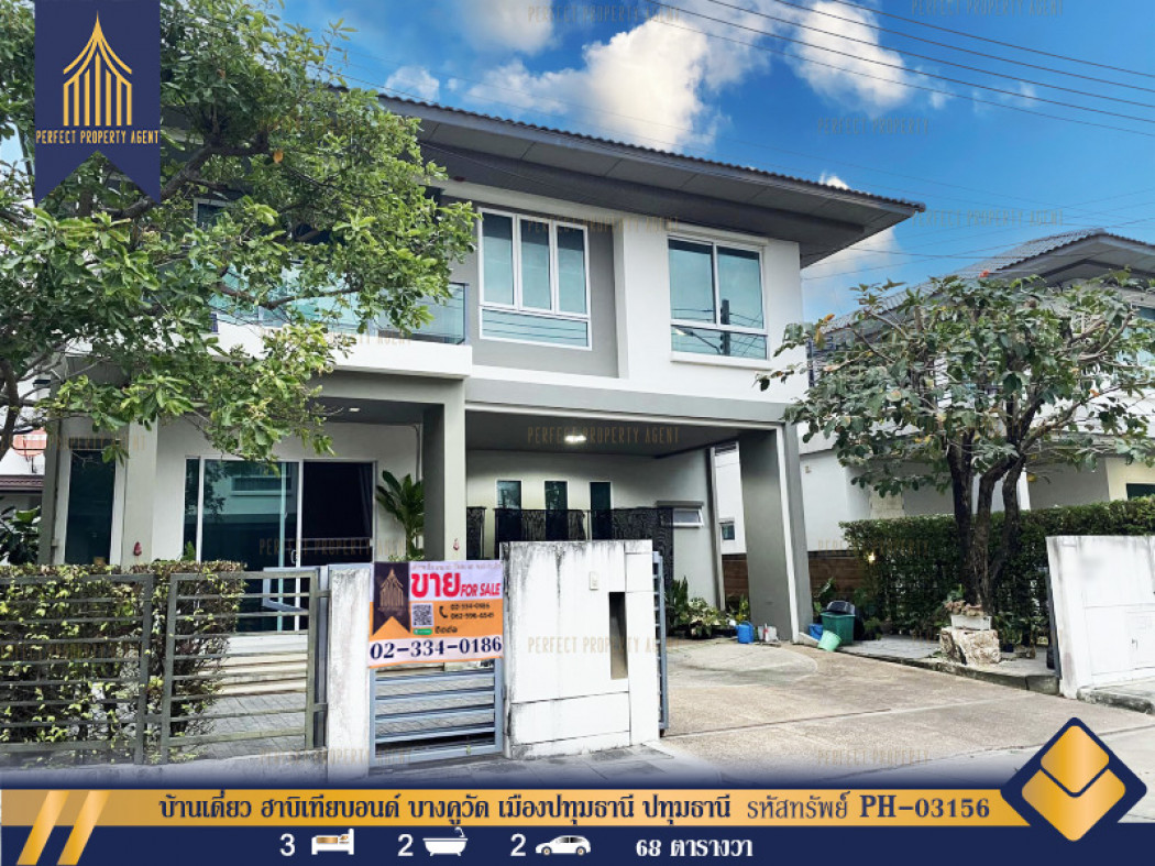 SaleHouse Single house for sale, Habitia Bond, Bang Khu Wat, Mueang Pathum Thani, Pathum Thani, 169 sq m., 68 sq m.