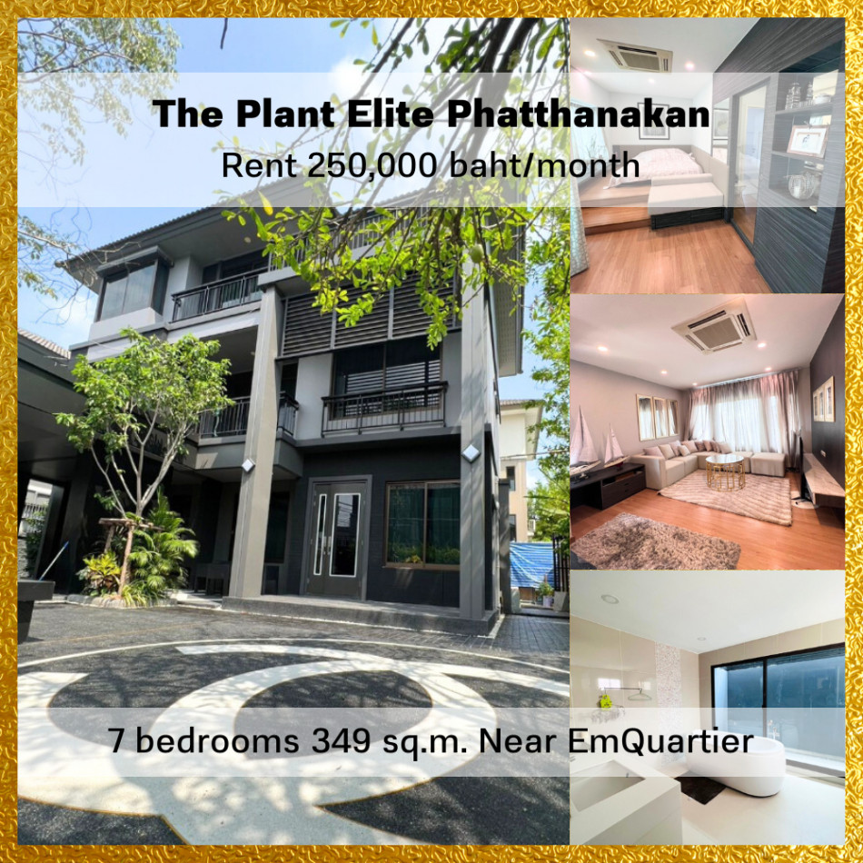 RentHouse For rent, detached house, 7 bedrooms, built-in furniture throughout, The Plant Elite Phatthanakan 38, 349 sq m., near Thonglor, Ekamai.