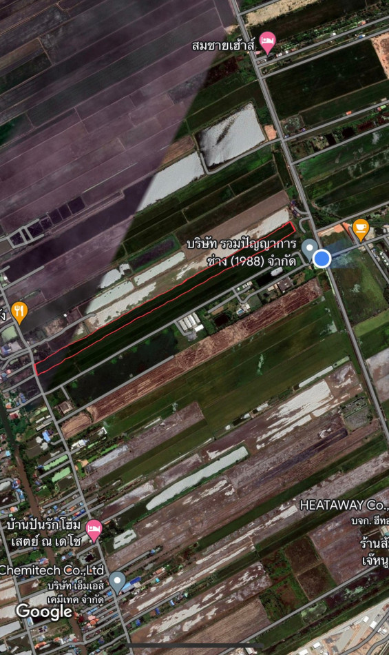 SaleLand (HL)L82414 - Empty land in the Khlong Udom Chonlachon area (purple), size 20 rai 87.4 square wah, near Pongphon Market, only 7 kilometers, Mueang Chachoengsao. Chachoengsao Province