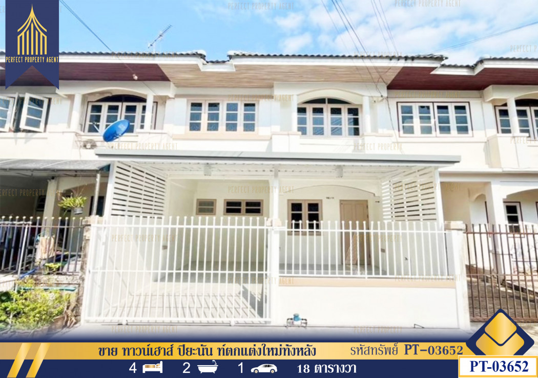 SaleHouse Townhouse for sale, Piyanan, newly decorated throughout, convenient transportation, close to department stores.