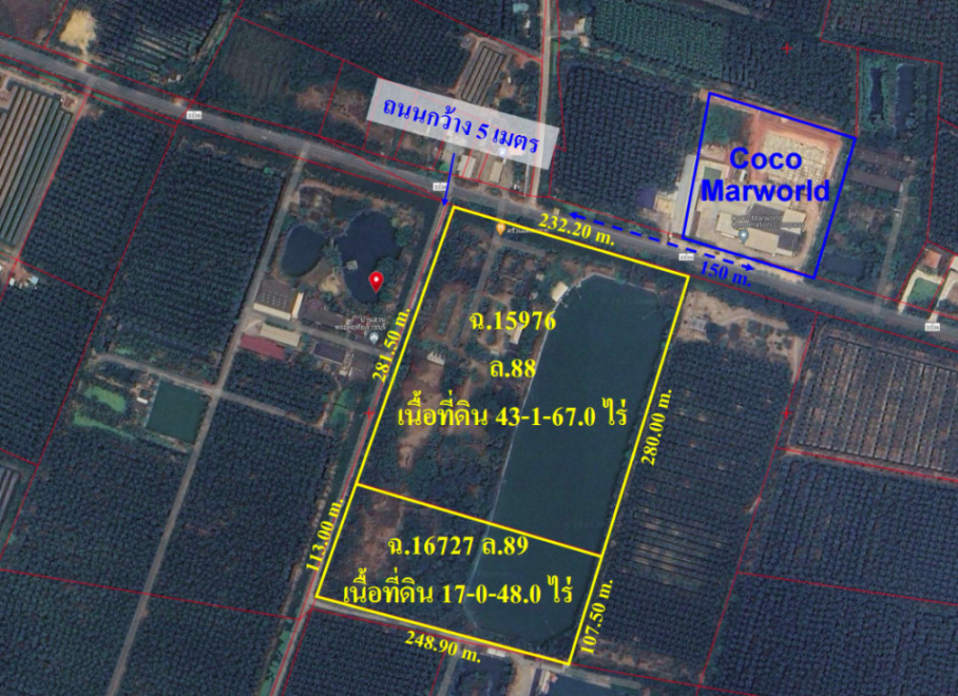 SaleLand Empty land for sale, Pangpuai, Damnoen Saduak District, Ratchaburi, 60 rai ID-13815