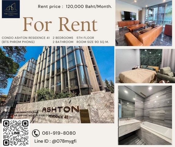เช่าคอนโดมิเนียม Condo For Rent "Ashton Residence 41" -- 2 Bed 90 Sq.m. 120,000 ba