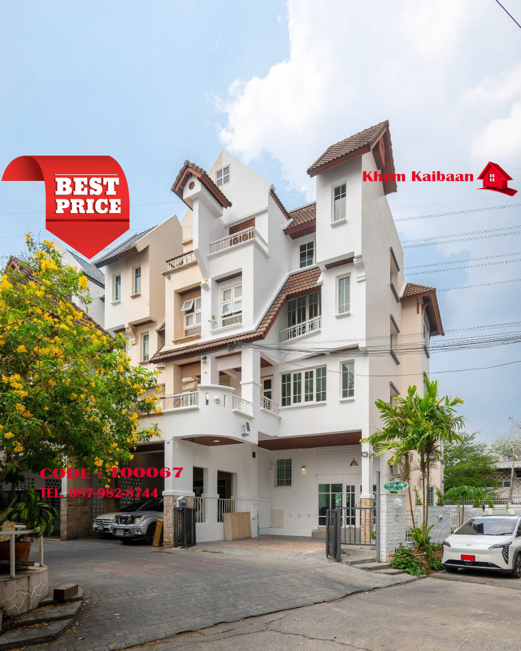 RentHouse Townhome for rent, Busarakam Place, 300 sq m., 48 sq m, corner house, near MRT Ratchada.