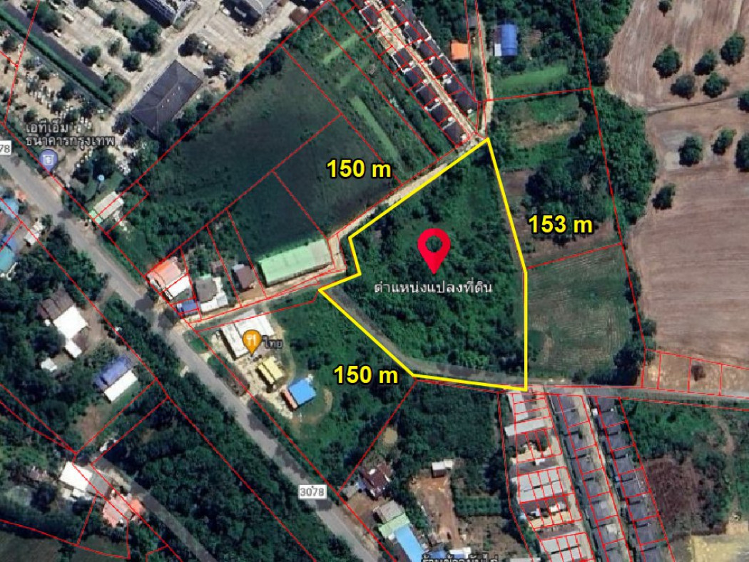 SaleLand Land for sale in Nong Phong behind Lacta Soi, area 6 rai, next to a concrete road.