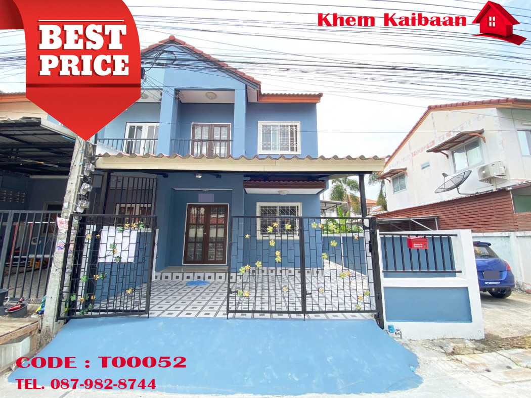 SaleHouse Townhouse for sale, corner unit, Aek Anan Village, Bang Phriang, newly renovated, ready to move in.