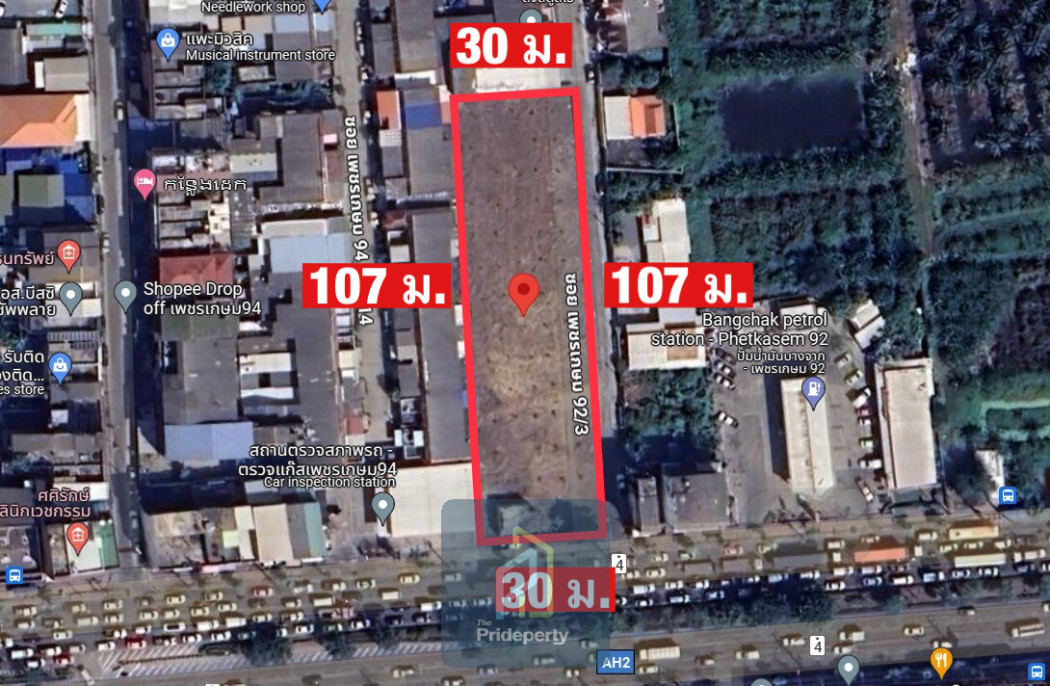 SaleLand Empty land for sale, 2 rai, already filled, Soi Phetkasem 92-3, next to Phetkasem Road, near MRT Lak Song.