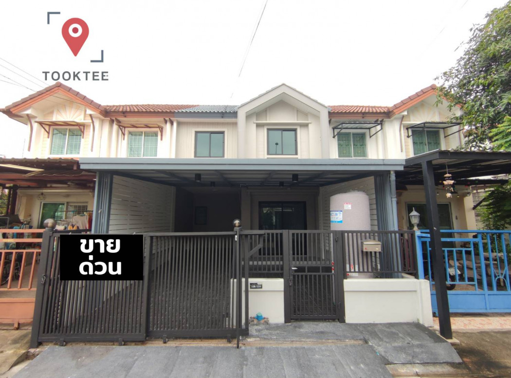 SaleHouse Townhome for sale, Pruksa Ville 18, 120 sq m, 22.6 sq m, near Thonburi University, market, open back, next to garden, newly renovated, minimalist, beautiful, ready to move in.