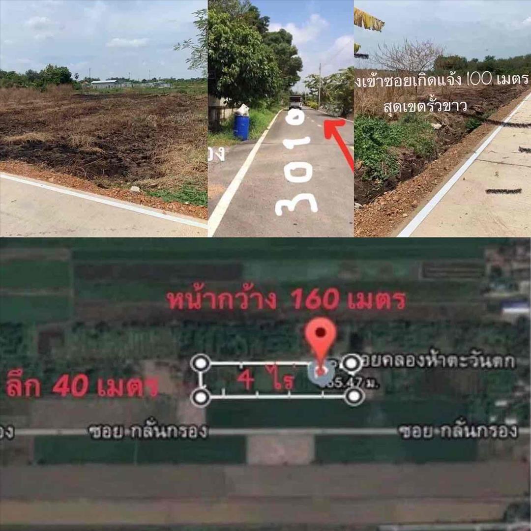 ขายที่ดินคลองห้า อำเภอคลองหลวง จังหวัดปทุมธานี จำนวน 4 ไร่