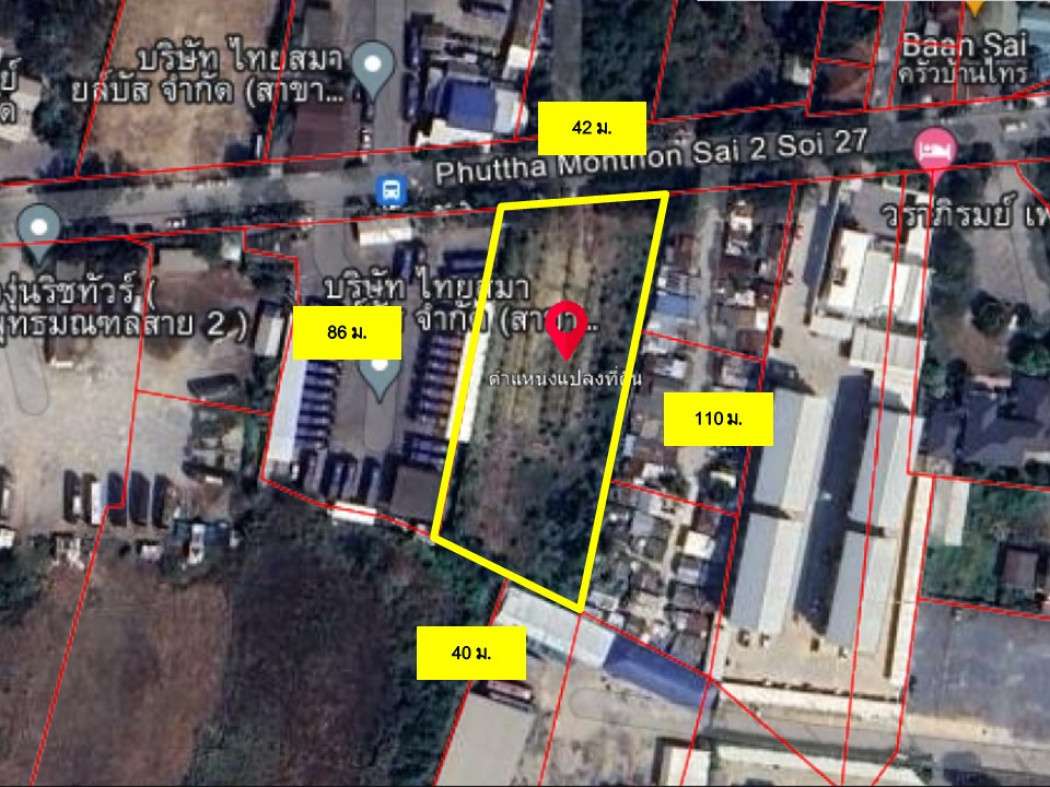 RentLand Land for rent, filled, Phutthamonthon Sai 2, Soi 27, area 2 rai 1 ngan 36 sq m, suitable for business.