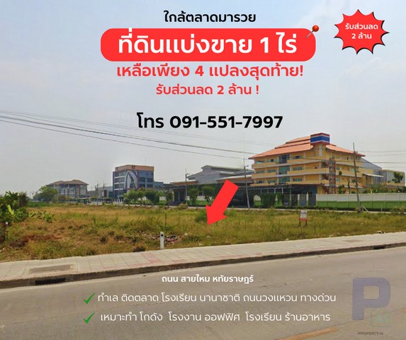 SaleLand   ขายที่ดินทำเลมังกร 1 ไร่ ทำเลรวย! เหลือเพียง 4 ล็อคสุดท้าย 