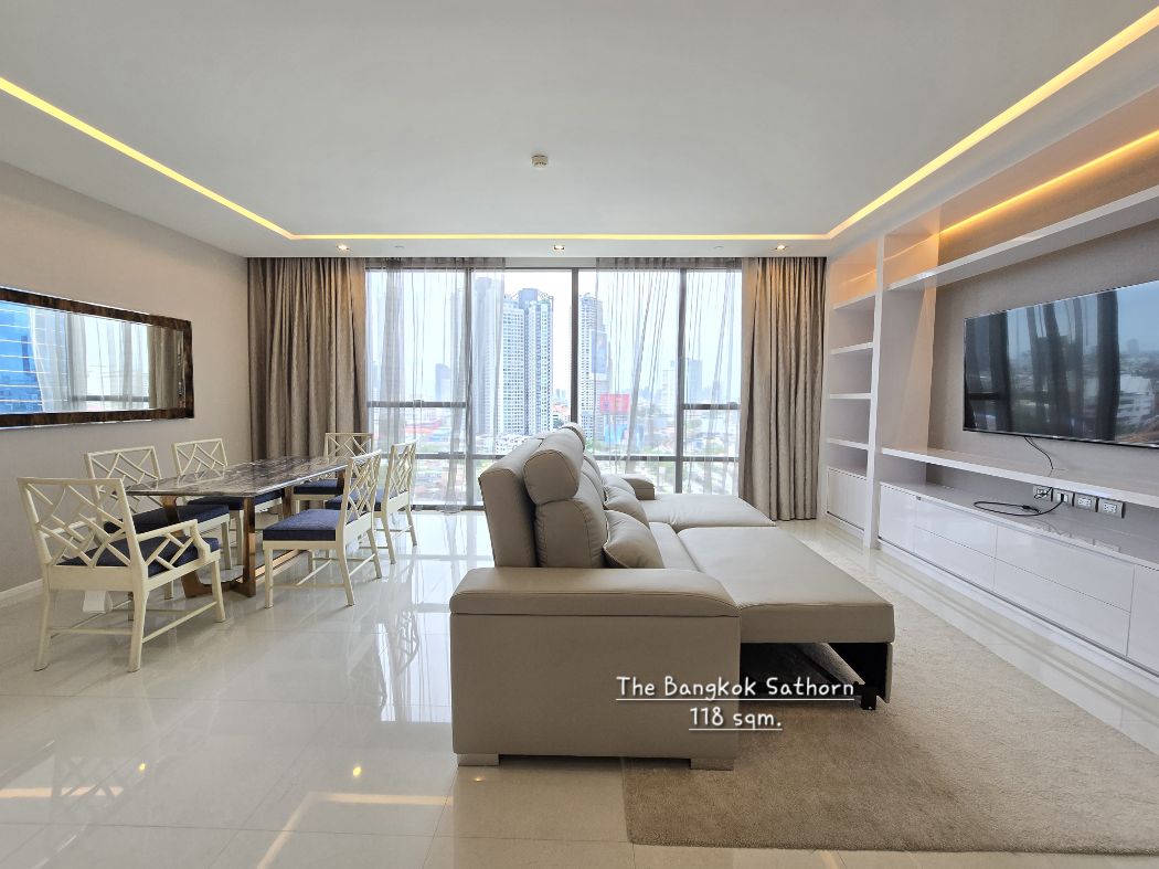 เช่าคอนโดมิเนียม ให้เช่า คอนโด 2 bedrooms modern furnished เดอะ แบงค็อก สาทร 118 ตรม. near BTS Surasak and expressway