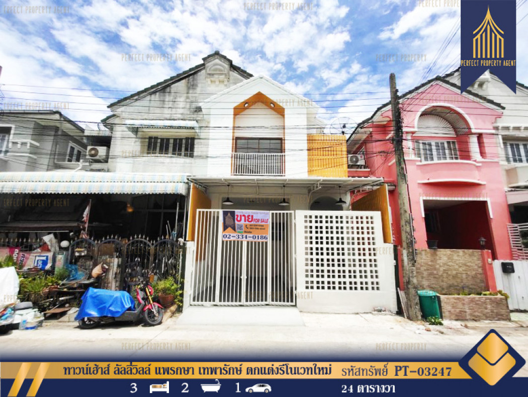 SaleHouse Townhouse for sale, Lally Ville, Phraeksa, Theparak, newly renovated, minimalist style