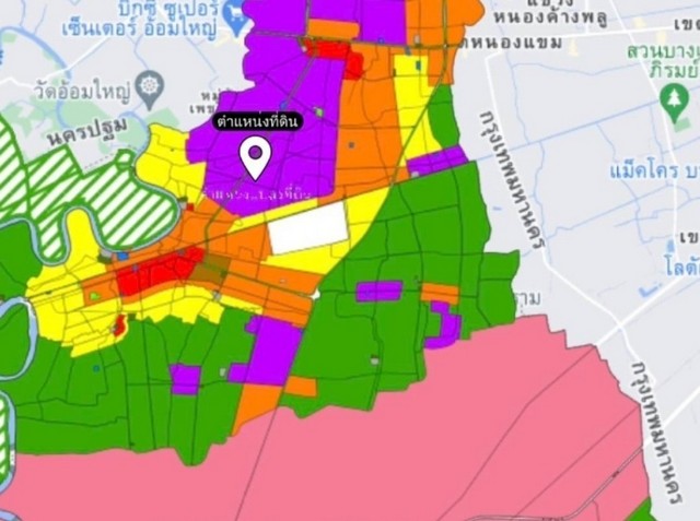 ขายที่ดิน ขายที่ดินรูปถมแล้ว ผังสีม่วง อ.กระทุ่มแบน จ.สมุทรสาคร 4-0-60.9 ไร