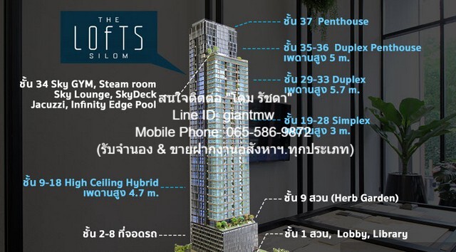 ขายคอนโดมิเนียม ขายคอนโดหรู “เดอะ ลอฟท์ สีลม (The Lofts Silom)” ชั้น 14, 2 น 2 น้