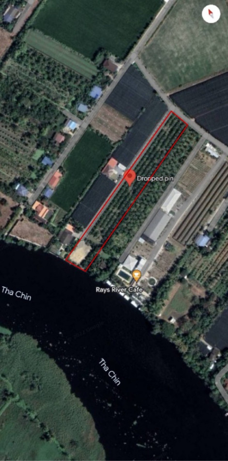 SaleLand Land for sale, next to the Tha Chin River, 5 rai, 2 ngan, 86 square wa, Bang Yang District, Krathum Baen Subdistrict