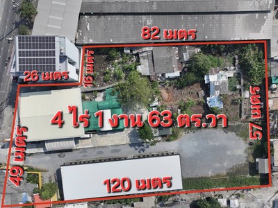 ขายที่ดิน  4-1-63 ไร่ ติดถนนปู่เจ้าสมิงพราย! ขายที่ดินผังเมืองสีม่วง 