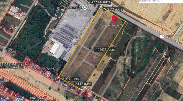 ขายที่ดิน ขายที่ดิน 47-2-78 ไร่  ผังสีม่วงลาย ต.มาบข่า อ.นิคมพัฒนา จ.ระยอง 