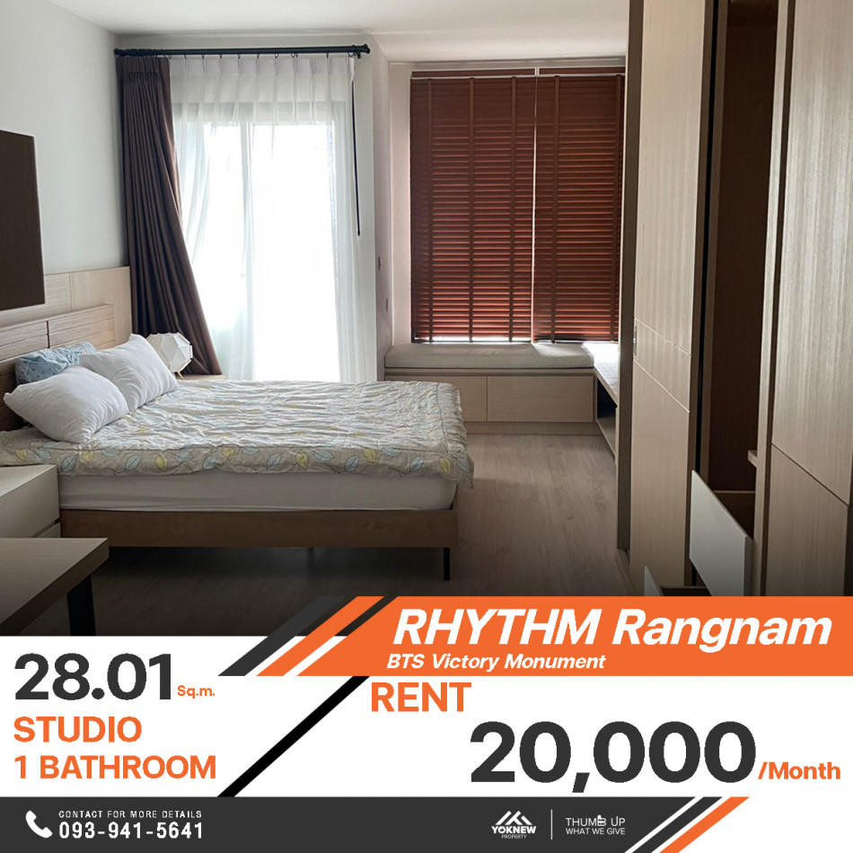 พร้อมให้เช่าคอนโด Rhythm Rangnam ห้องตกแต่งครบ พร้อมเข้าอยู่ บิ้วอินมาเรียบร้อย เช่าราคา 20,000 บาท