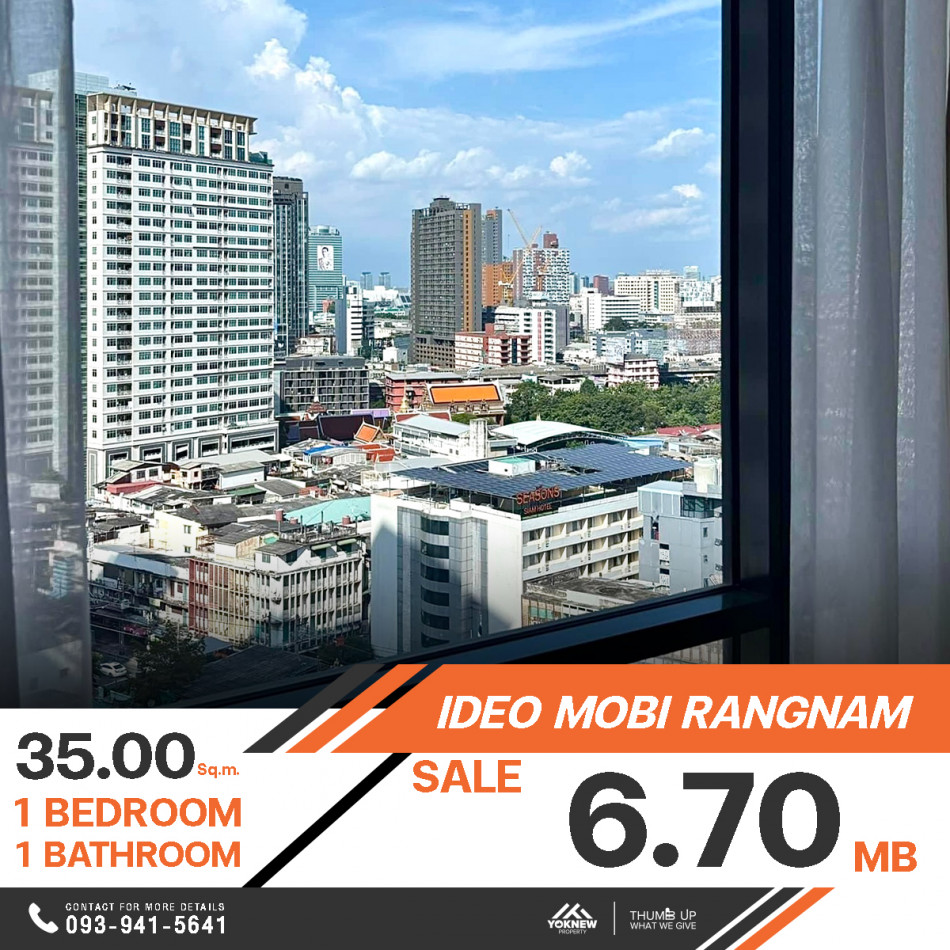 ขายคอนโด Ideo Mobi Rangnam ห้องตกแต่งมาให้พร้อมอยู่ เฟอร์นิเจอร์ และเครื่องใช้ไฟฟ้าครบครัน