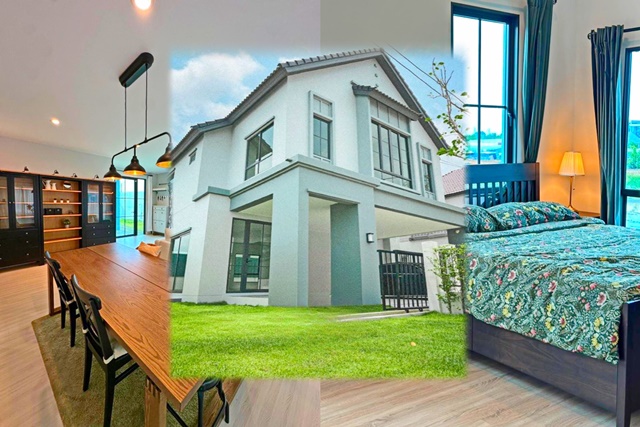 RentHouse ตลาดประชาอุทิศ 90 3กม. คฤหาสน์หรู ติดโซล่าเซลล์ ประหยัดไฟฟ้า 2ชั้