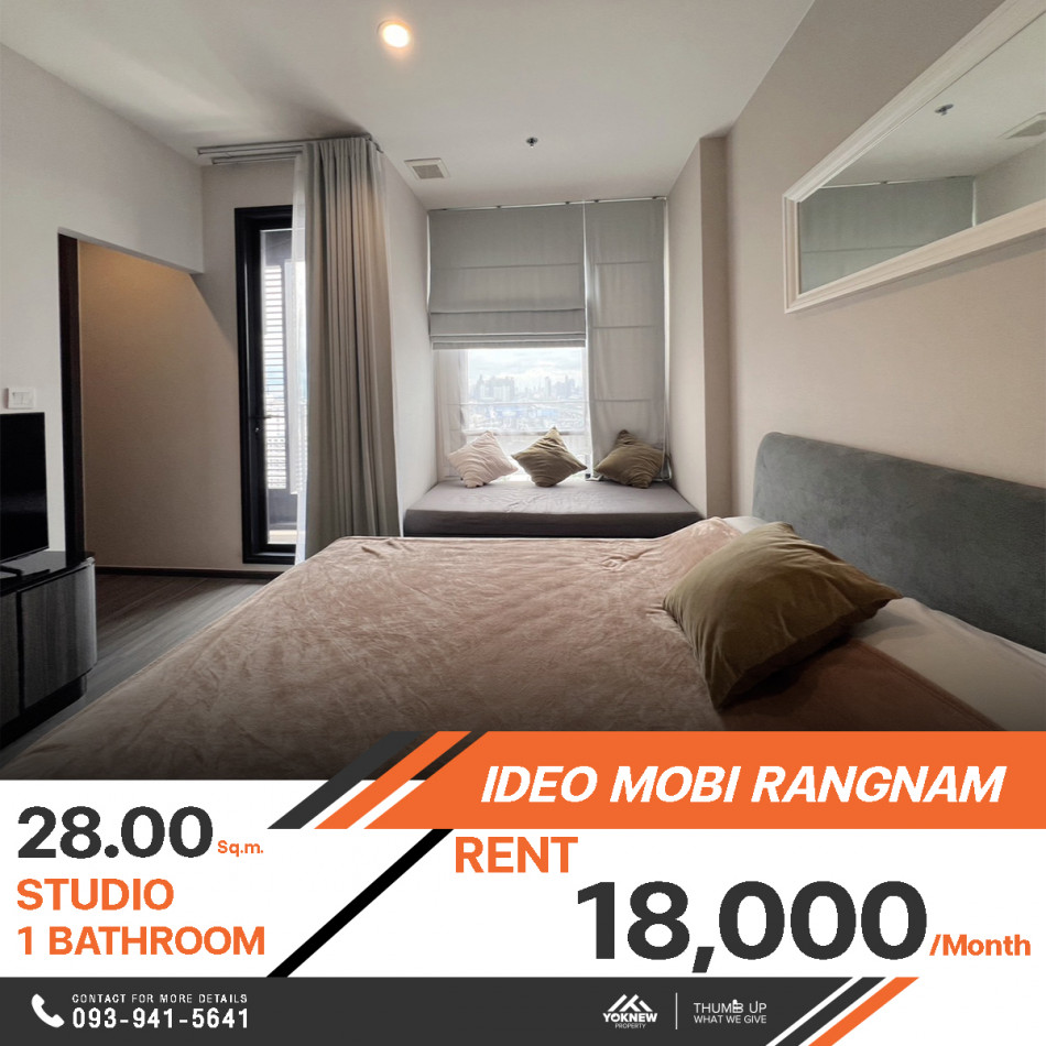 ว่างเช่าคอนโด Ideo Mobi Rangnam ห้องเฟอร์ครบ ตกแต่งเรียบง่าย พร้อมเข้าอยู่