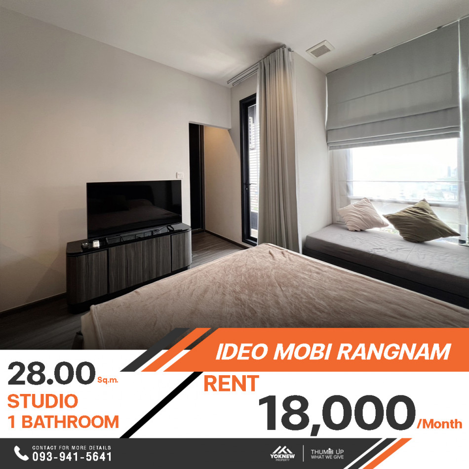 ว่างเช่า คอนโด Ideo Mobi Rangnam ห้องตกแต่งเรียบร้อยพร้อมเฟอร์นิเจอร์ครบชุด