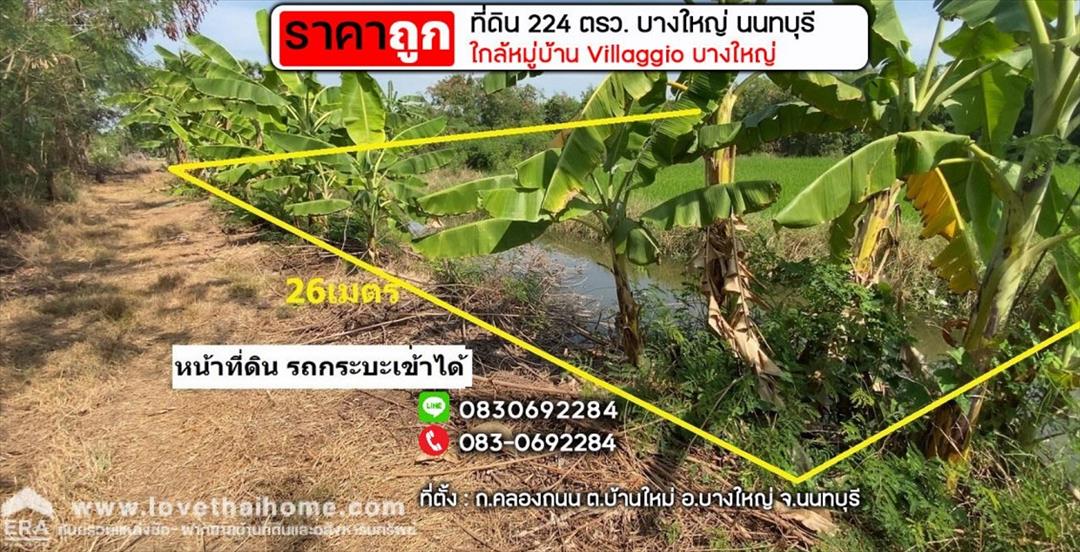 ขายที่ดิน คลองถนน ต.บ้านใหม่ อ.บางใหญ่ นนทบุรี พื้นที่ 224 ตรว. ราคาถูก