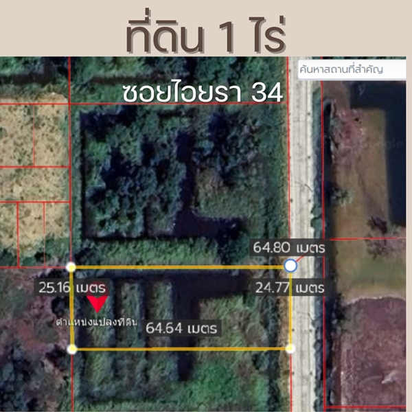 ขายที่ดิน 1 ไร่ ซอยไอยรา 34 – คลองสอง คลองหลวง ปทุมธานี 