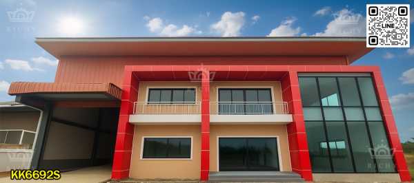 โรงงานใหม่ 465 ตารางวา สำนักงานสีแดงร่ำรวย พร้อมกระจกบานใหญ่ และพื้นที่ขยายด้านข้าง สวยพร้อมใช้