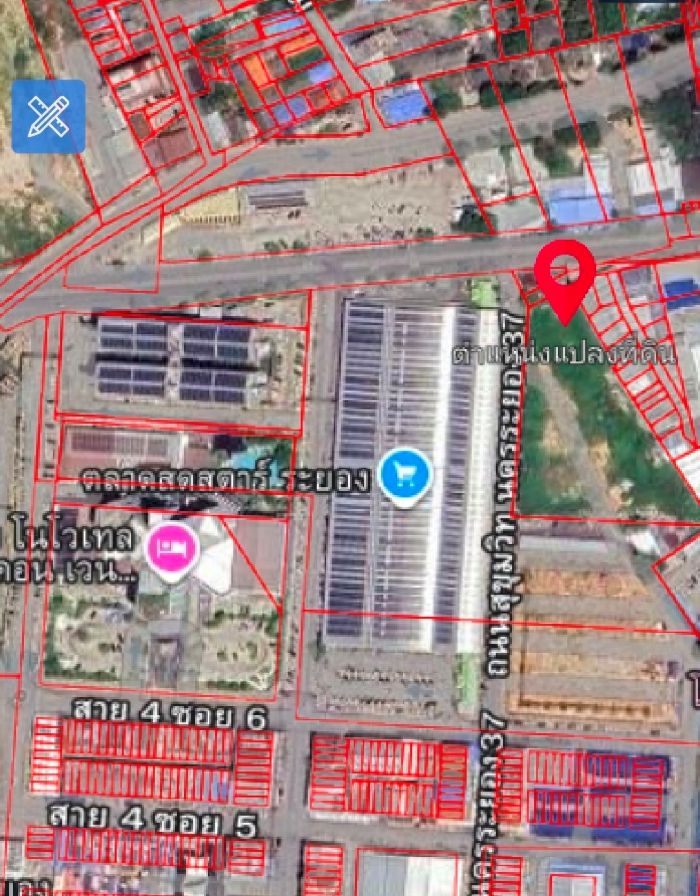 ขายที่ดินทำเลดีใกล้ตลาดสดสตาร์ ระยอง พื้นที่ 4 ไร่ 63.1 ตร.ว.