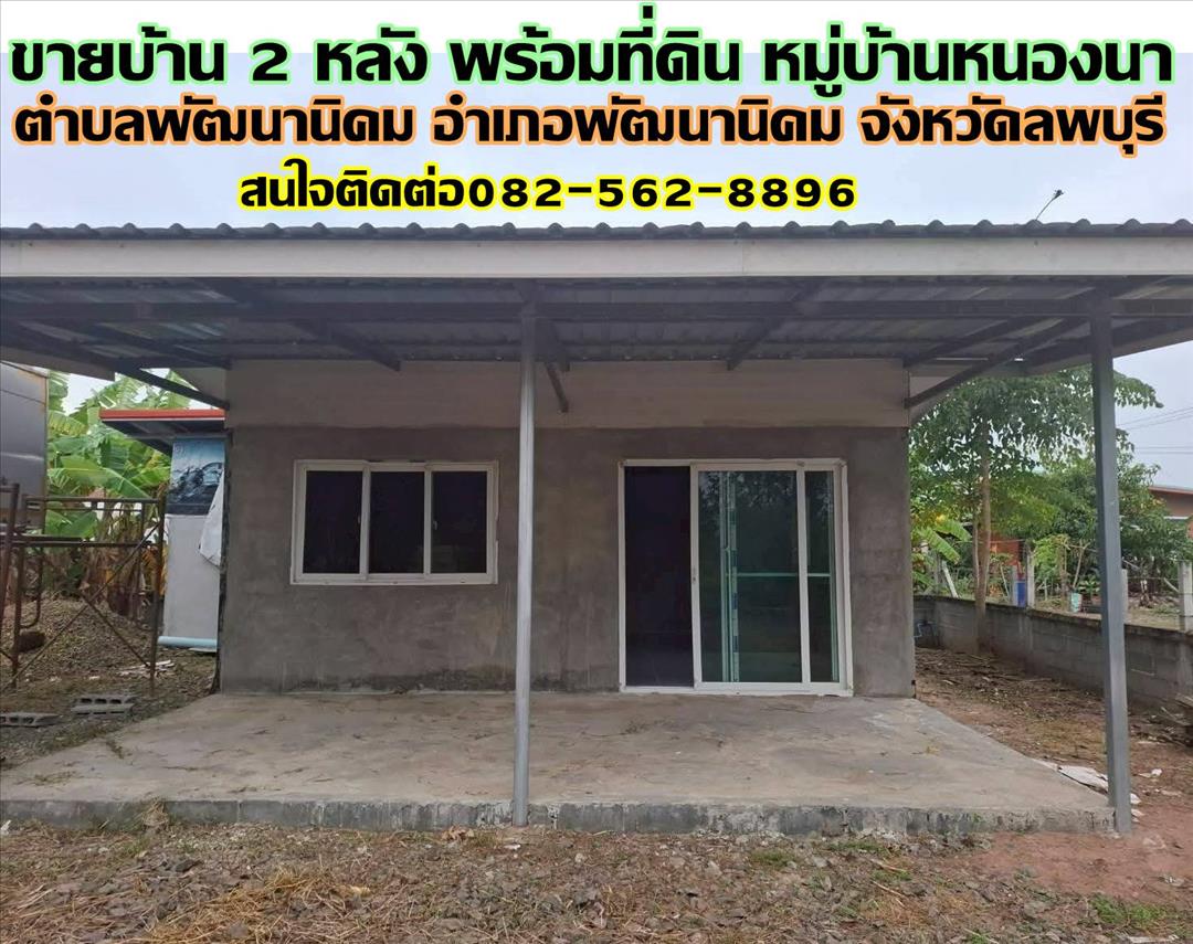 ขายบ้าน 2 หลัง พร้อมที่ดิน หมู่บ้านหนองนา พัฒนานิคม ลพบุรี