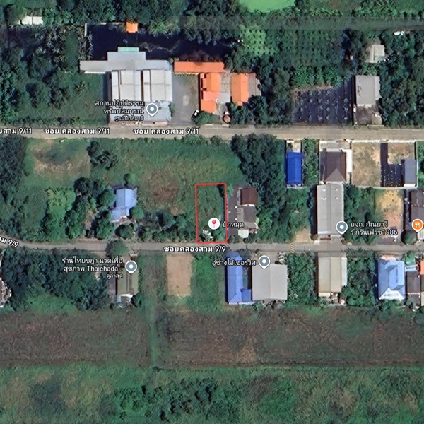 ขายที่ดิน ขายที่ดินซอยคลองสาม 9/9 พื้นที่ 104 ตร.ว. สี่เหลี่ยมผืนผ้าสวย บรรยากาศ เงียบสงบ เป็นส่วนตัว