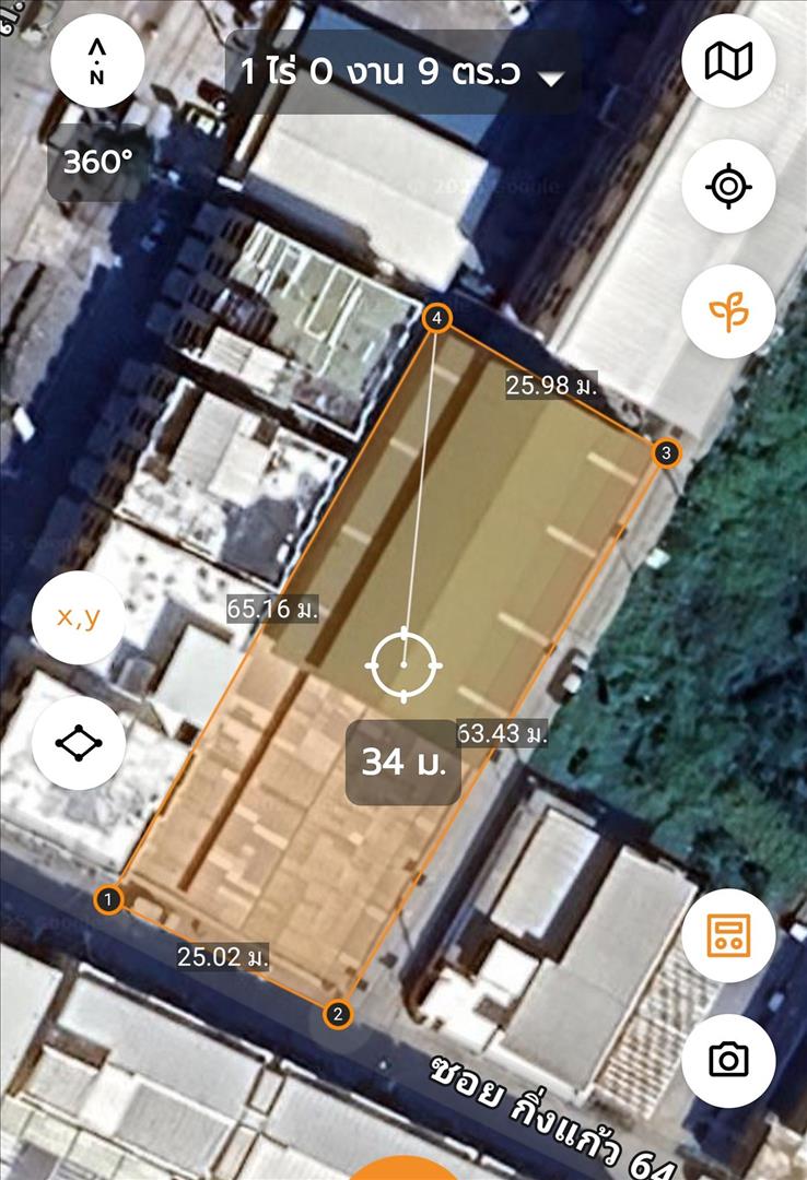 ที่ดินพร้อมสิ่งปลูกสร้าง (โกดังสินค้า) ติดกับสนามบินสุวรรณภูมิ ซอยกิ่งแก้ว 64 เนื้อที่รวม 1 ไร่ 10