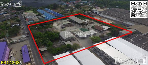 ขายที่ดิน 7 ไร่ พร้อมพื้นที่ใช้สอย ลานคอนกรีตเต็มพื้นที่ มีโรงงาน โกดัง สำนักงาน