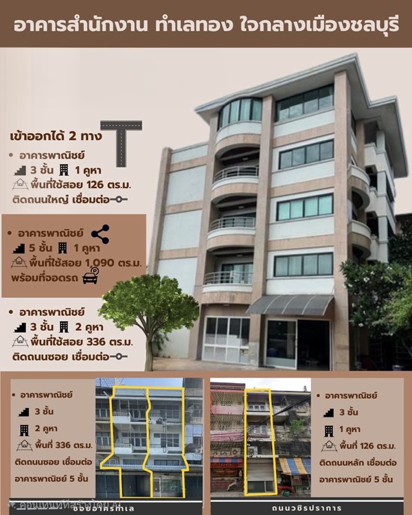 ขายที่ดิน ขายอาคารสำนักงานพร้อมที่ดิน โอกาสการลงทุนอันทรงคุณค่าใจกลางเมืองชลบุรี พร้อมใช้งานทันที 