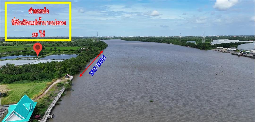 ขายที่ดิน ขายที่ดินติดแม่น้ำบางปะกง 59 ไร่ ตรงข้ามท่าเรือบ้านโพธิ์ ต.บ้านโพธิ์ อ.บ้านโพธิ์ จ.ฉะเชิงเทรา